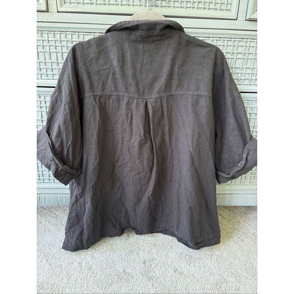 Eileen Fisher Black Button down linen cotton blend, XL $168 D11 - Picture 8 of 8